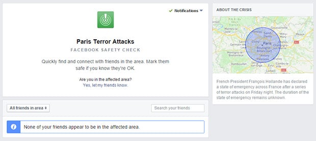 Facebook Paris Terror Attacks