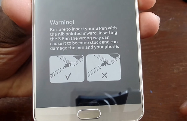 Samsung Galaxy Note 5 S Pen Warning Label