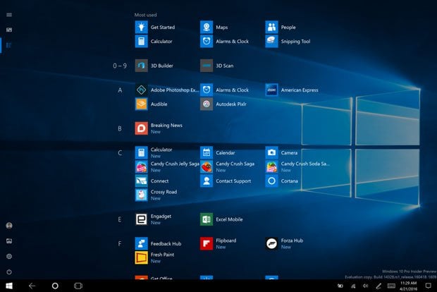 windows 10 all apps