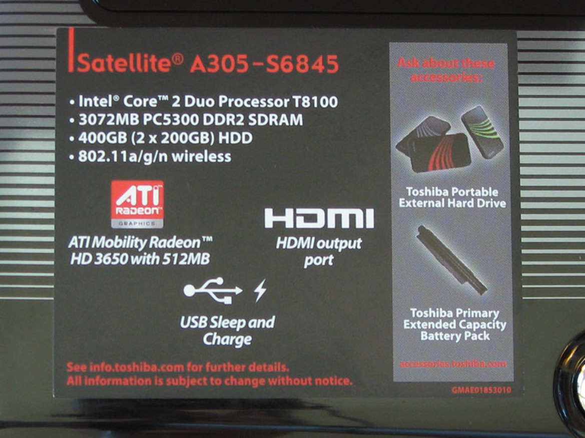 Toshiba Satellite A305-S6845 Notebook