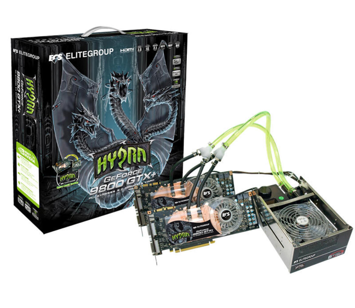 ECS GeForce 9800 GTX+ Hydra, Liquid Cooled SLI