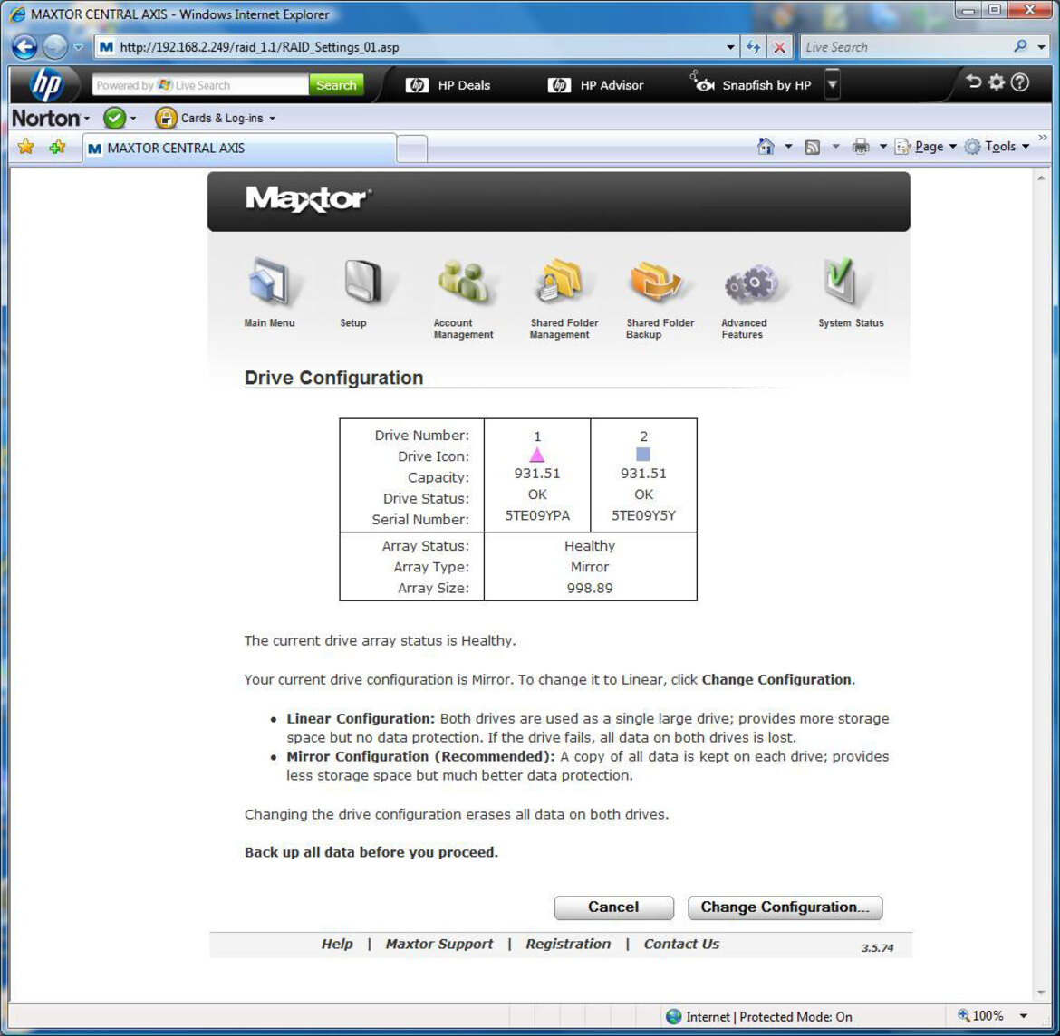 Maxtor Central Axis Business Edition NAS Server