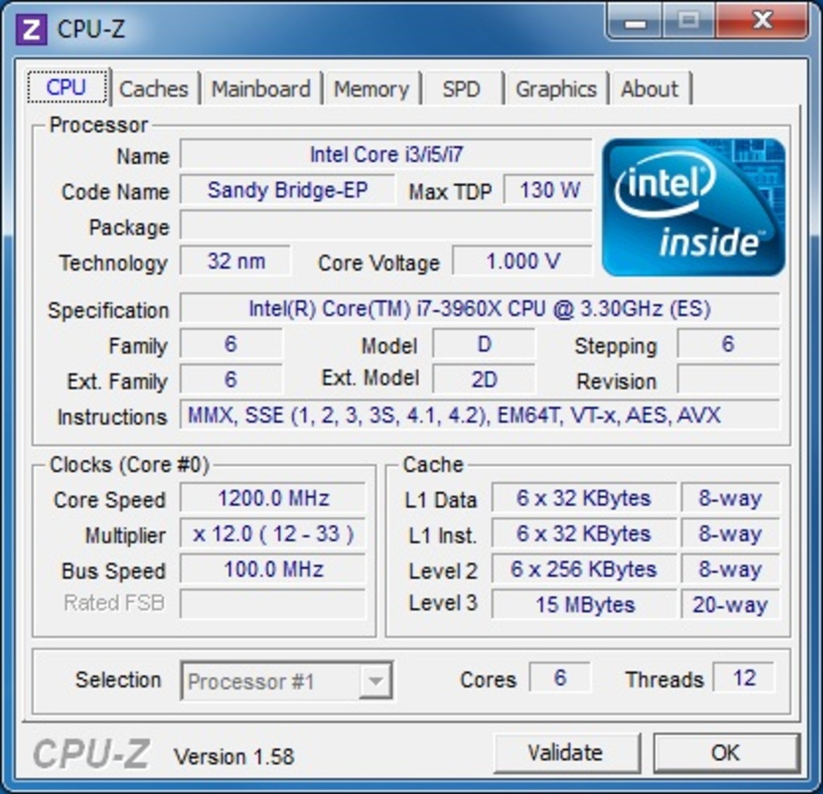 Intel Core i7-3960X Extreme Edition Sandy Bridge-E CPU