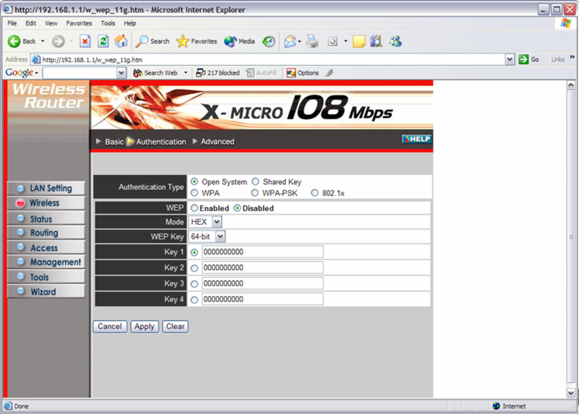 X-Micro WLAN 11g Turbo Mode Broadband Router and PCMCIA card