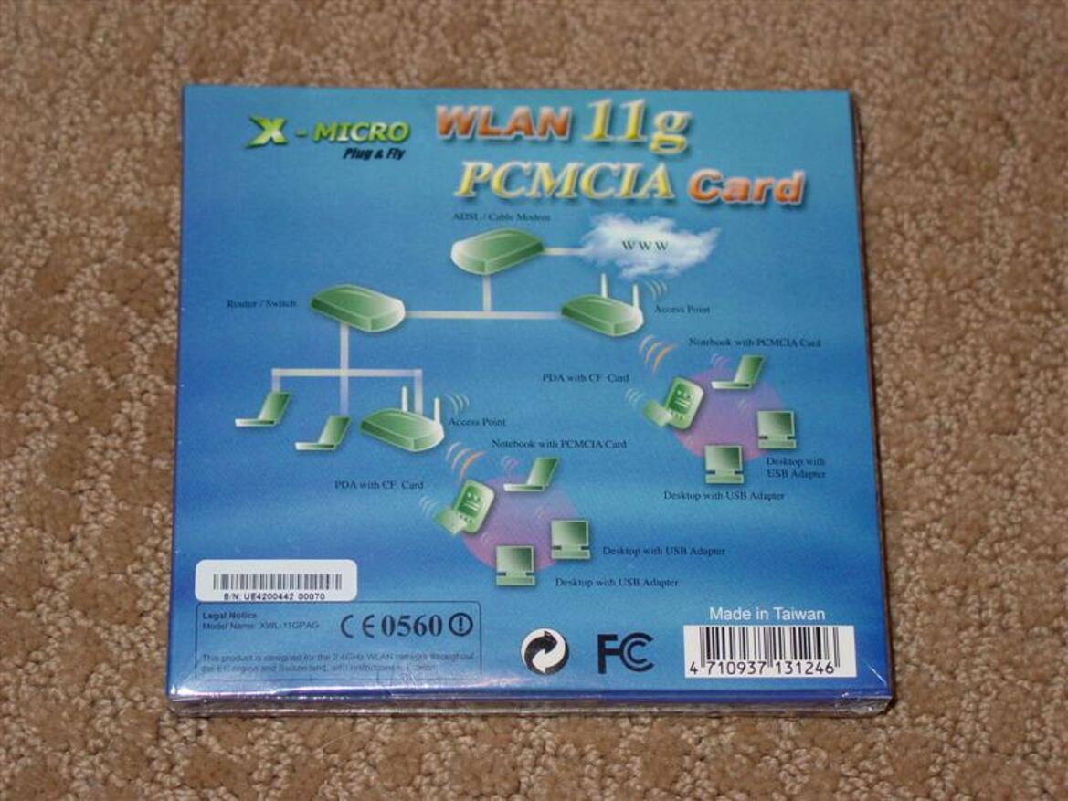 X-Micro WLAN 11g Turbo Mode Broadband Router and PCMCIA card