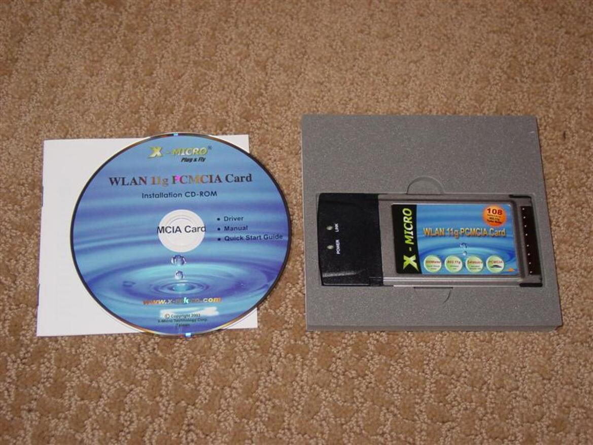 X-Micro WLAN 11g Turbo Mode Broadband Router and PCMCIA card