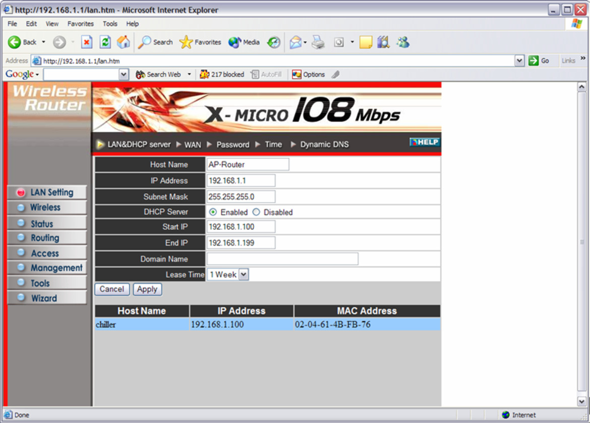X-Micro WLAN 11g Turbo Mode Broadband Router and PCMCIA card