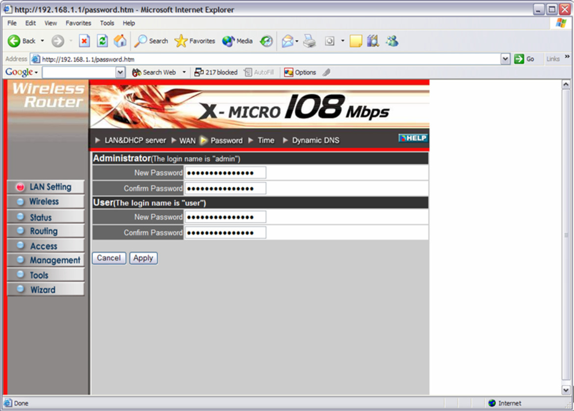 X-Micro WLAN 11g Turbo Mode Broadband Router and PCMCIA card