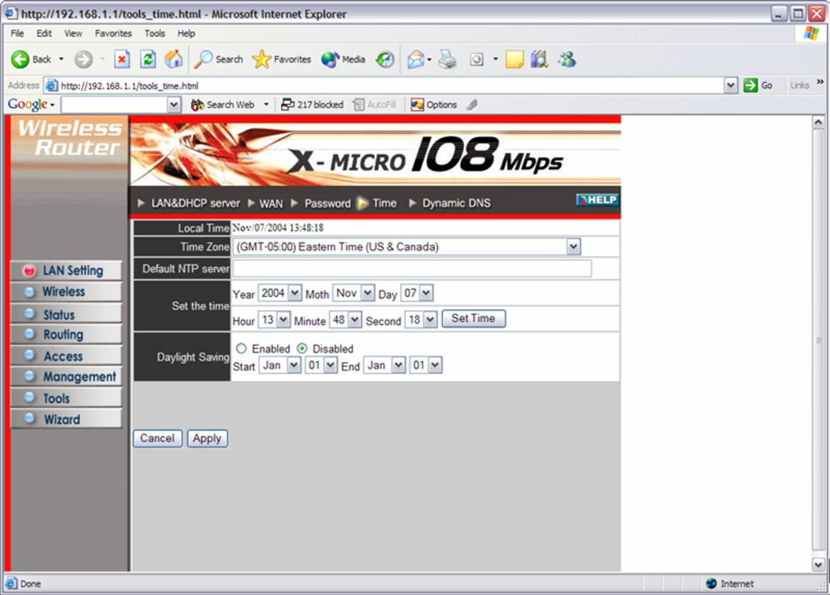 X-Micro WLAN 11g Turbo Mode Broadband Router and PCMCIA card