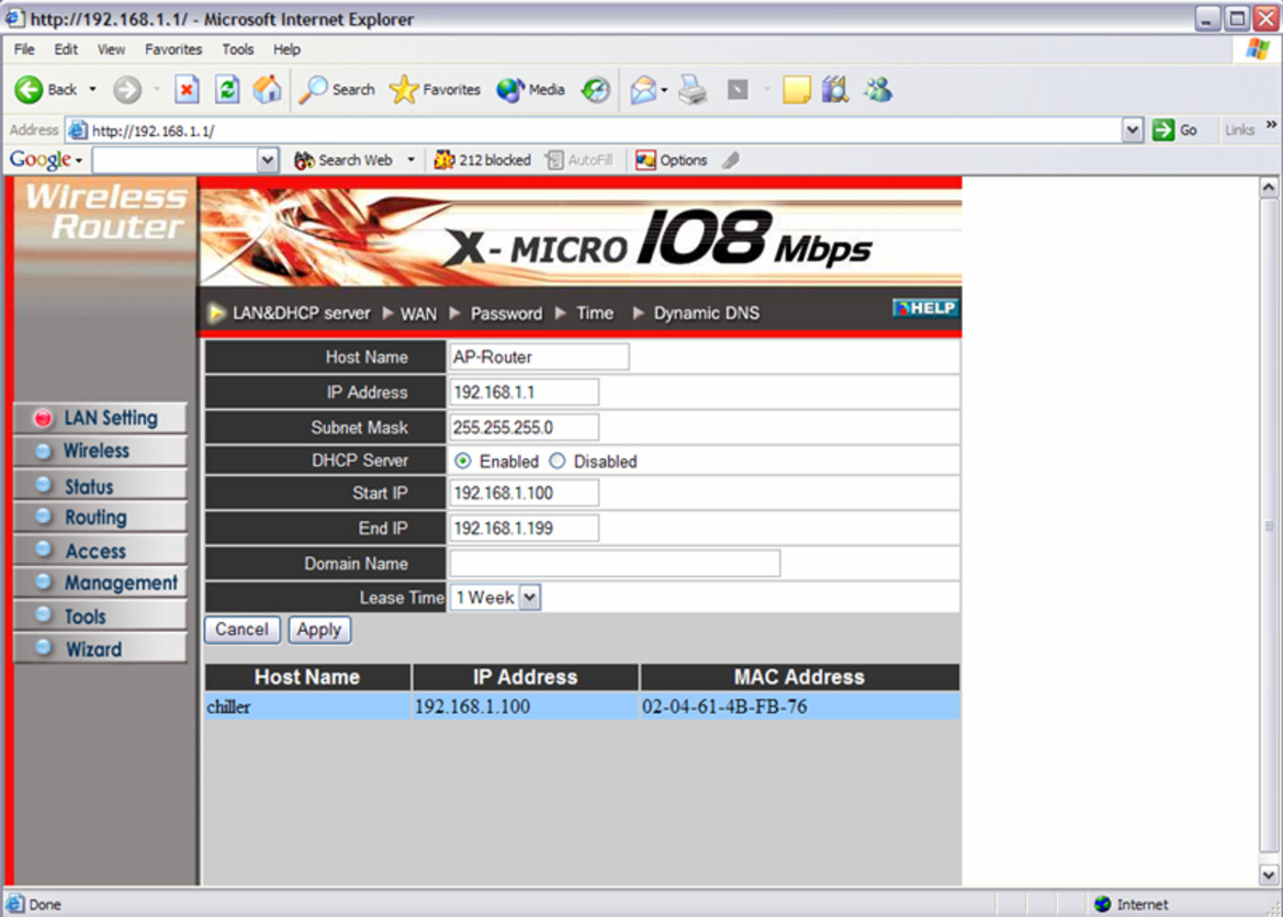 X-Micro WLAN 11g Turbo Mode Broadband Router and PCMCIA card