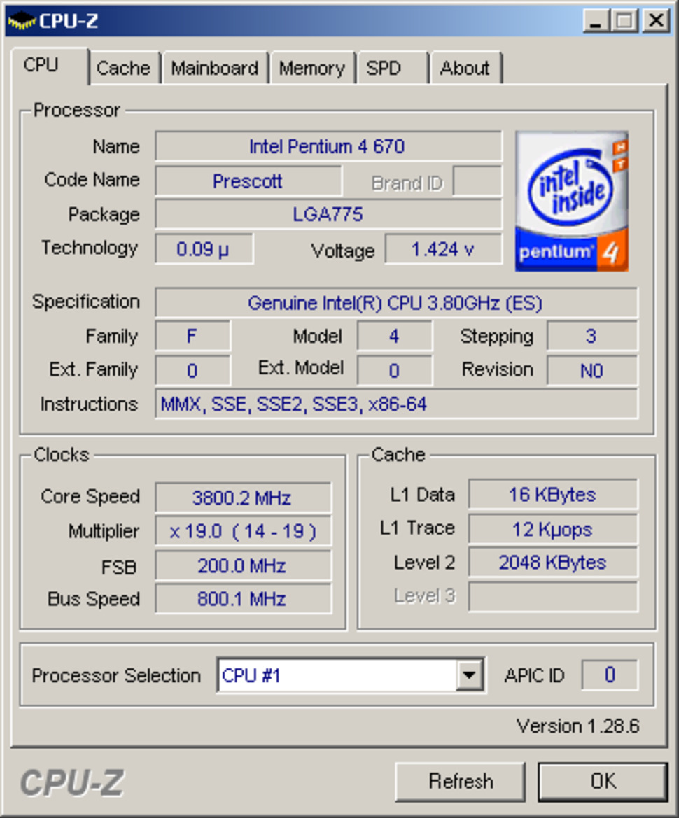 Pentium 4 670 3.8GHz Performance Profile