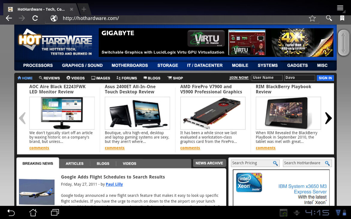 Android 3.1 Tested On The Asus Eee Pad Transformer