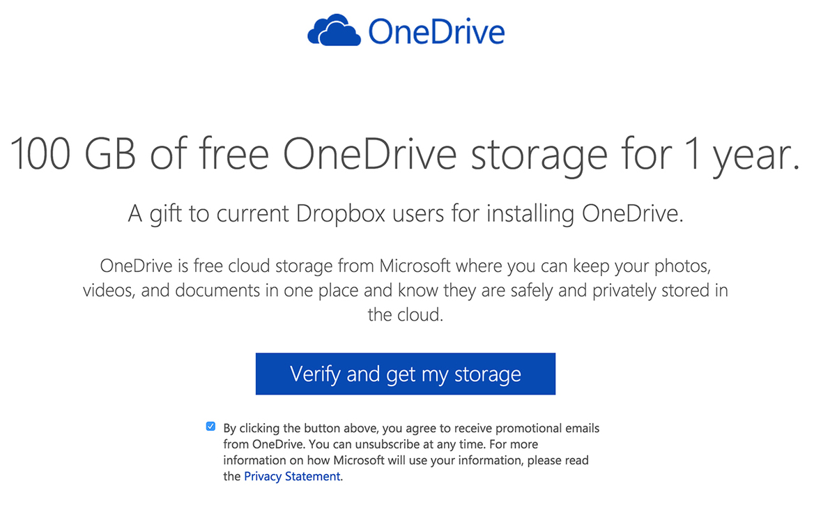 Microsoft Offers Another 100GB Of Free OneDrive Storage If You Link A Dropbox Account