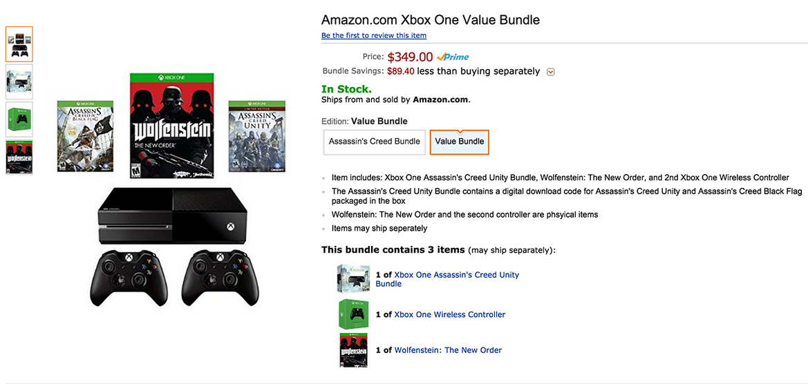 Amazon Offering Xbox One, An Extra Controller And Three Games For $349