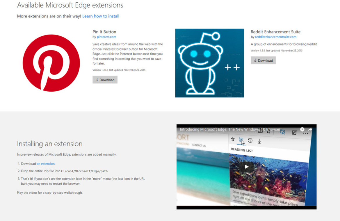 Microsoft Gaffe Reveals Windows 10 Edge Browser Extensions Could Soon Be Upon Us