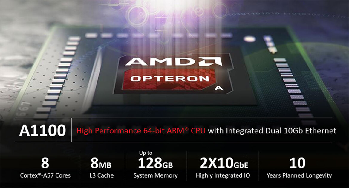 AMD Unveils 64-Bit ARM-Based Opteron A1100 SoC With Integrated 10GbE For The Datacenter