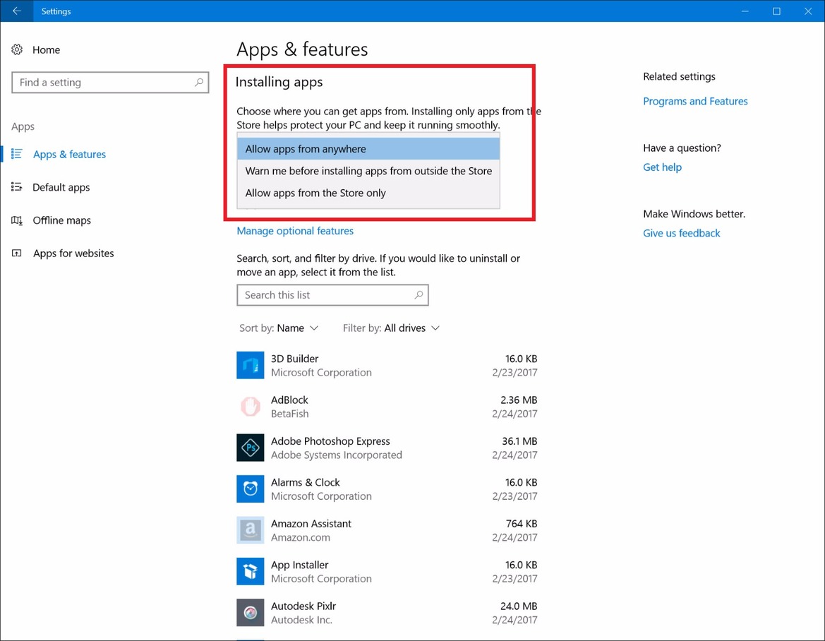 Windows 10 Creators Update Preview Build Brings App Blocking To Fast Ring