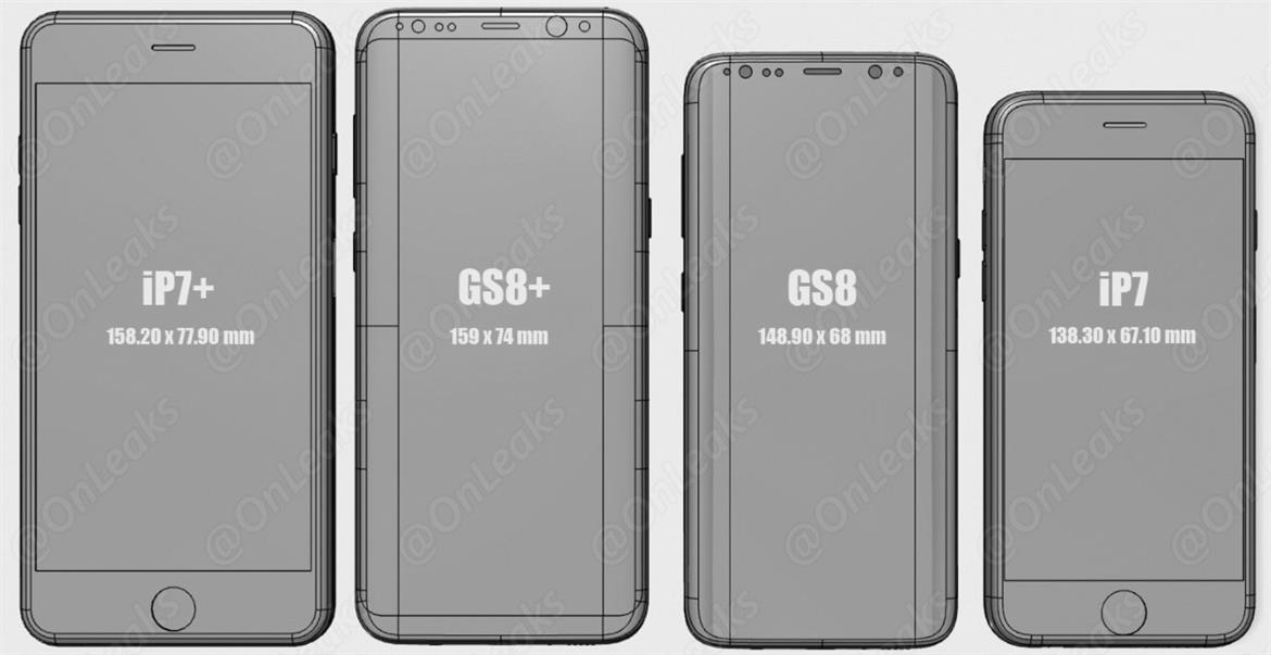 Galaxy S8 And S8+ Renders Show Size Comparison With iPhone 7, Note 7 And Pixel XL