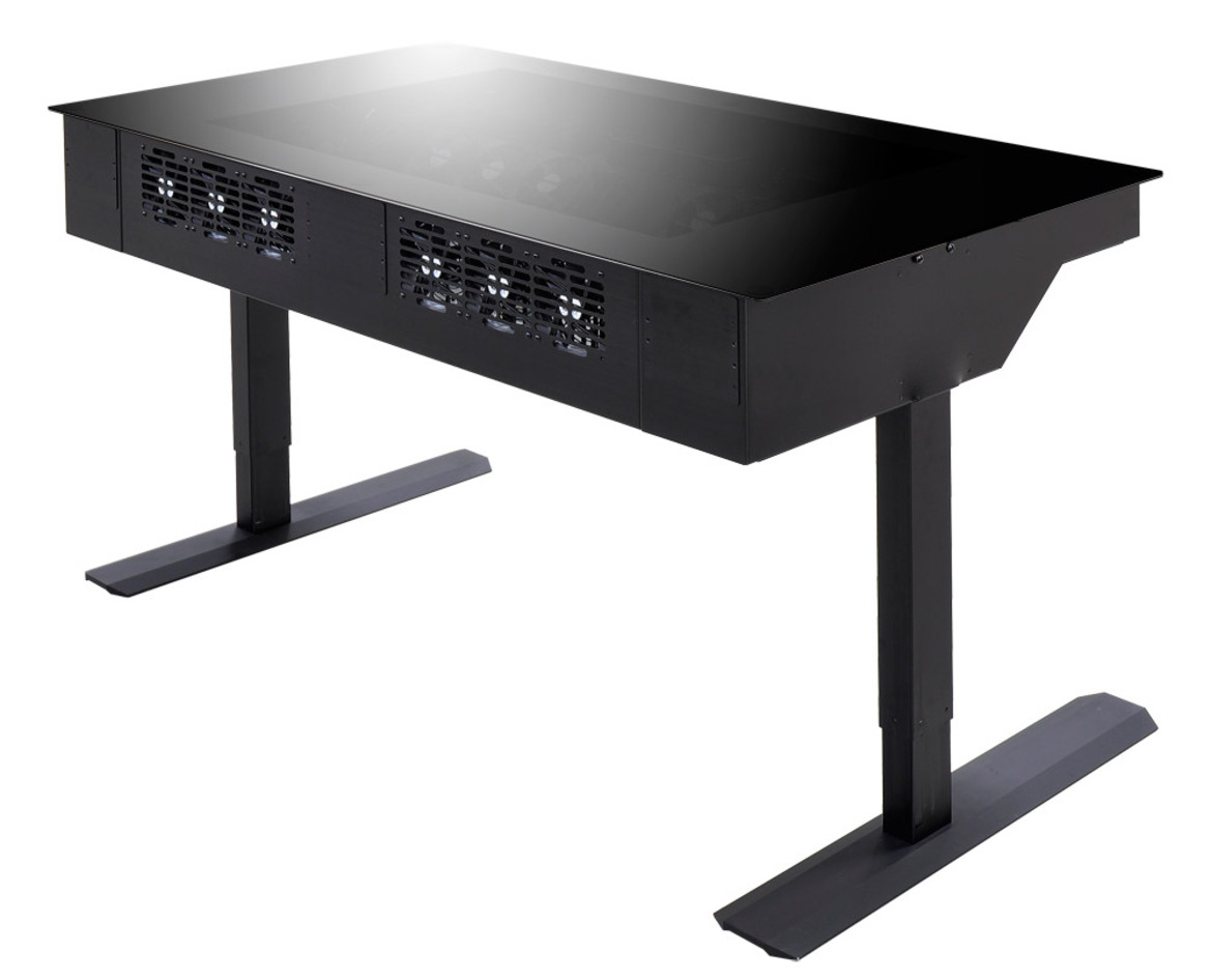 Lian-Li's Totally HOT DK-05 Aluminum And Glass Motorized Sit-Stand PC Desk Now Available