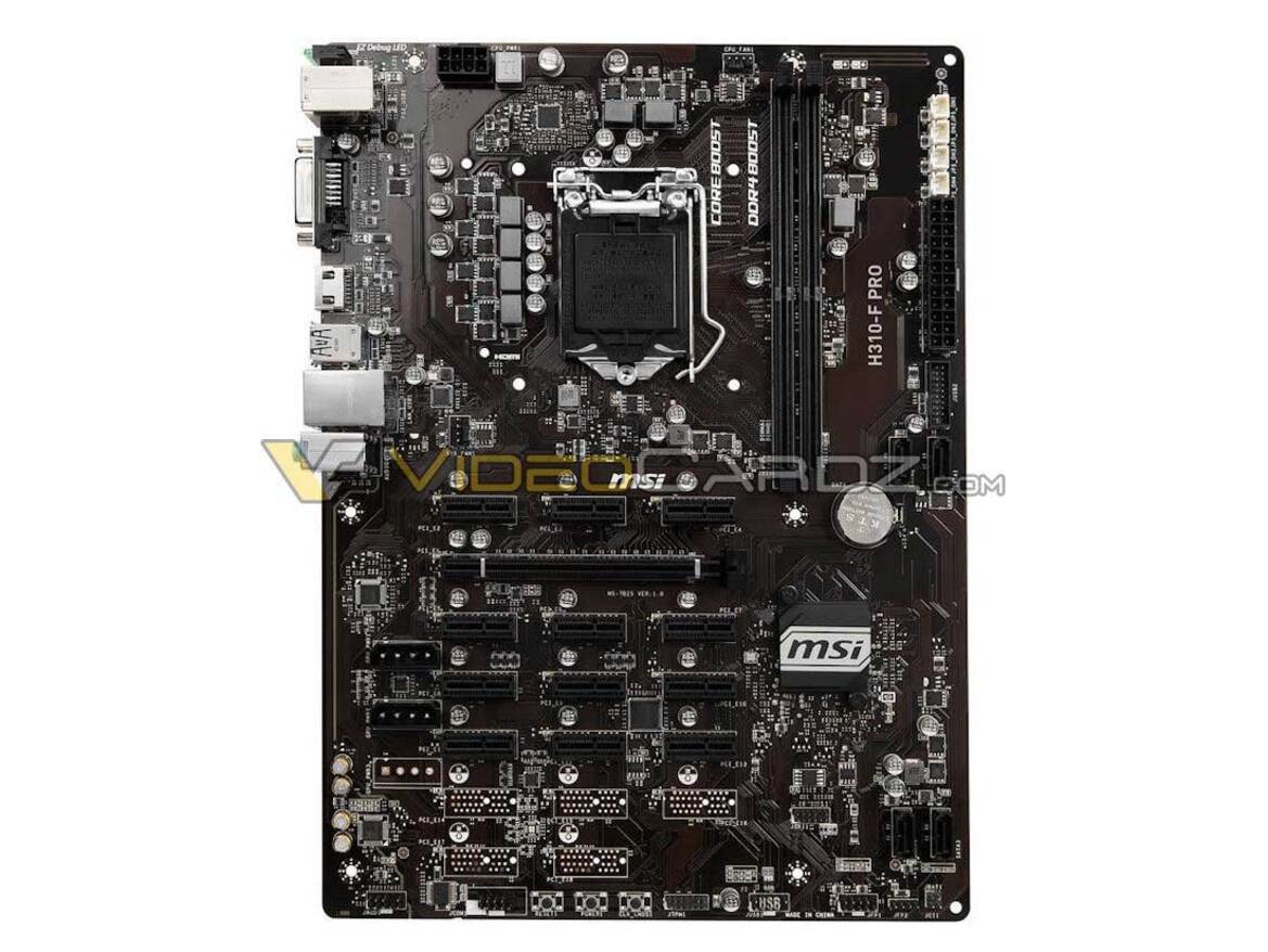 MSI H310-F PRO Coffee Lake Motherboard For Cryptocurrency Miners Leaks Ahead Of Schedule