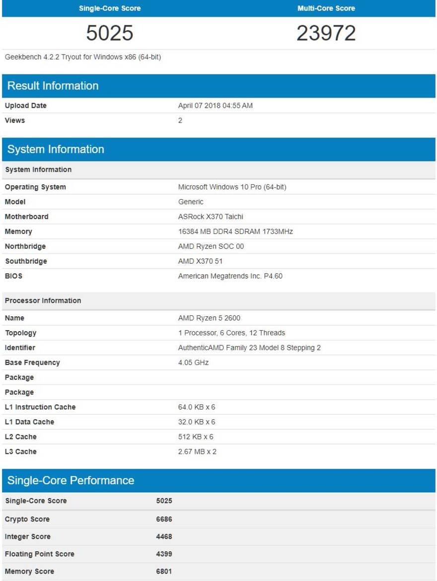 AMD Ryzen 5 2600 Shows Signs Of Greatness With 4.05GHz Overclock, 3466MHz DDR4 Speeds