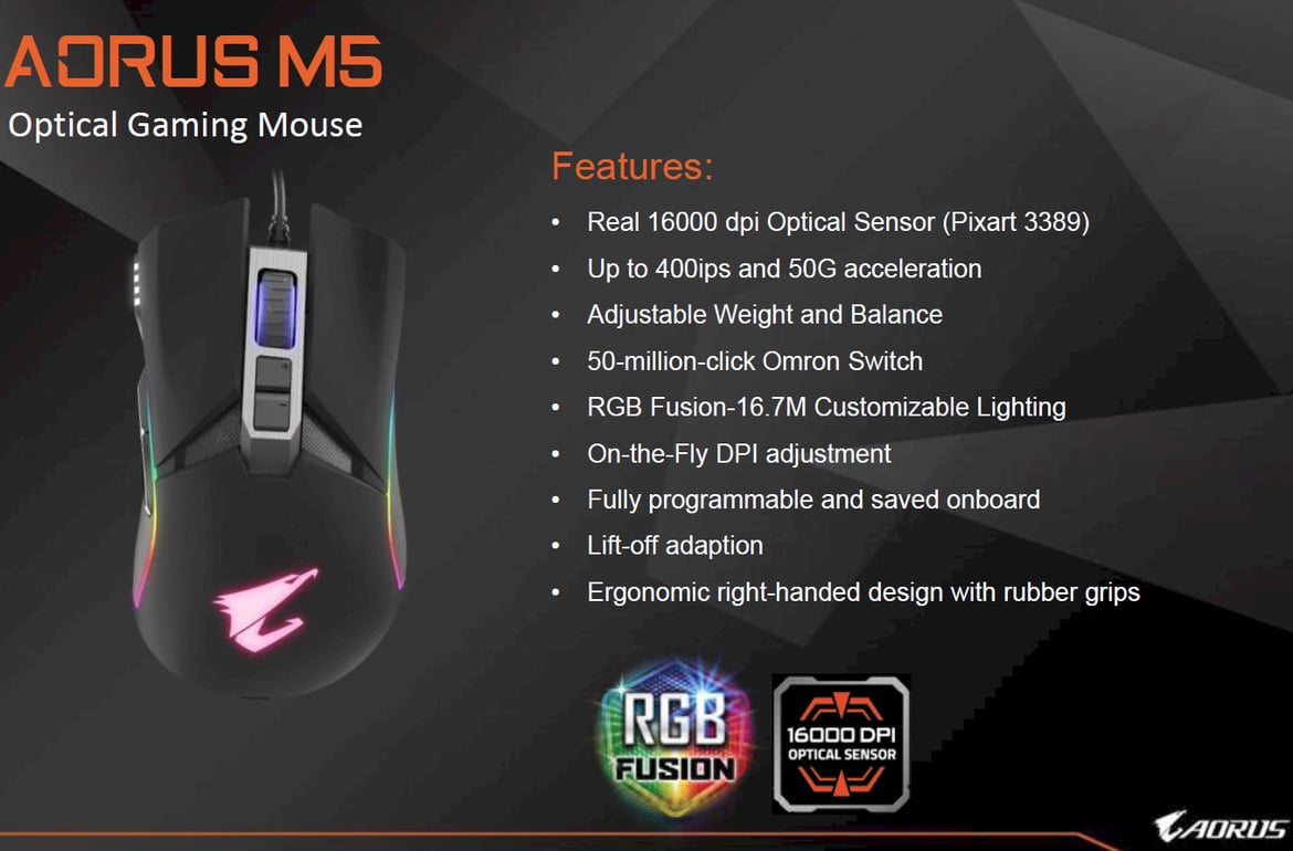 Gigabyte AORUS RBG DDR4 Memory, Gold PSU And M5 Mouse Debut At Computex