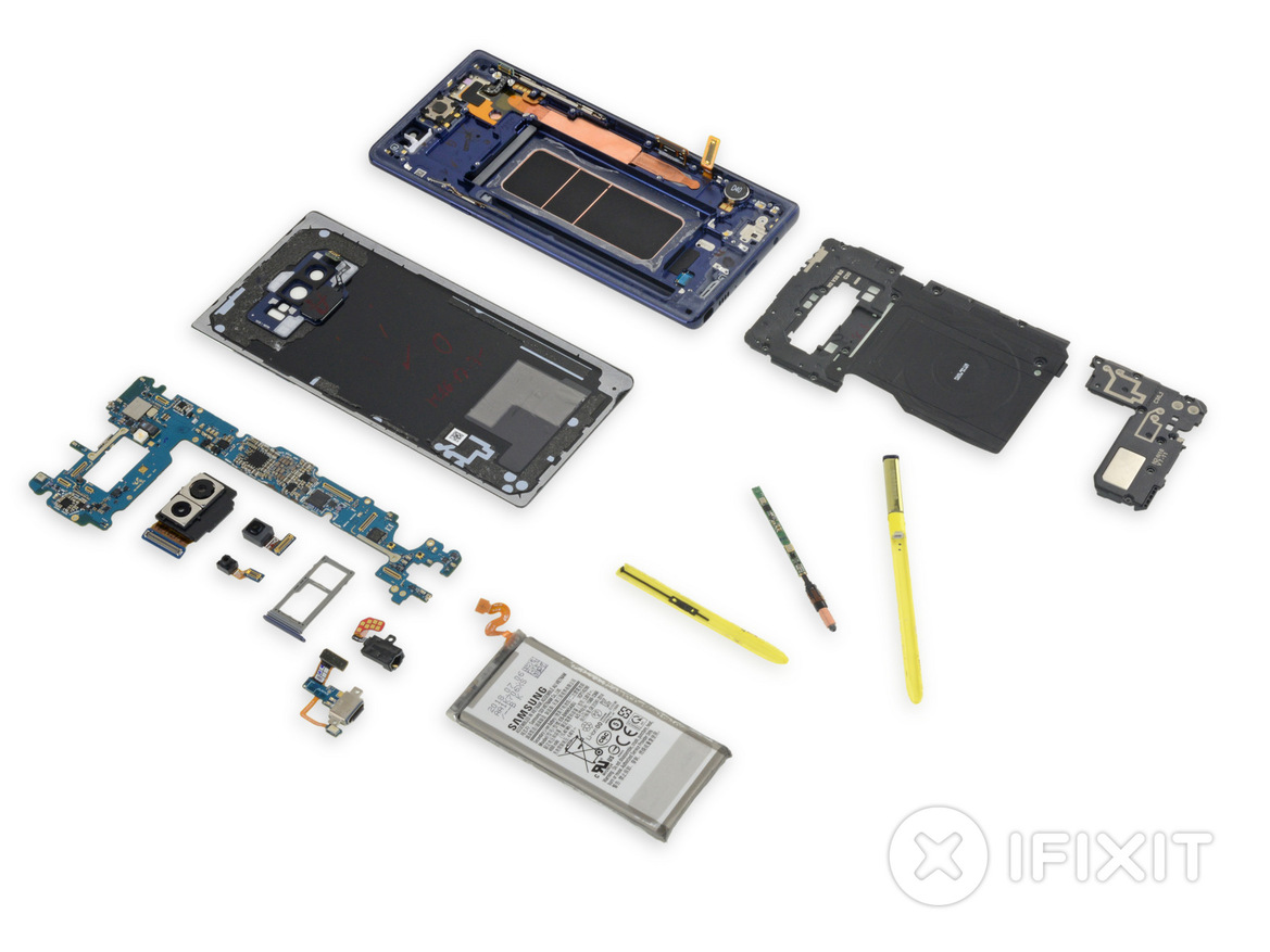 Samsung Galaxy Note 9 Teardown Shows Huge Heat Pipe, Bodacious Battery, Repairability Regret