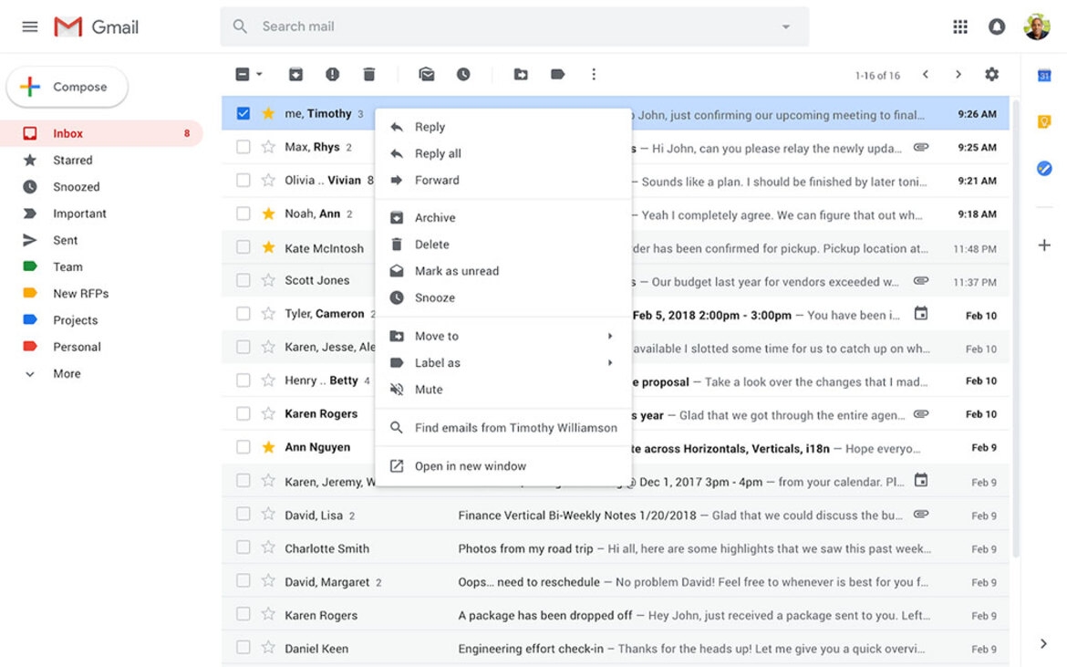 Google Updates Gmail Right-Click Menu So It's Actually Useful And More Intuitive