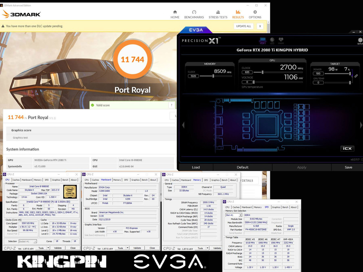 Kingpin Overclocks Core i9-9980XE And RTX 2080 Ti To Smash 3DMark Port Royal Record