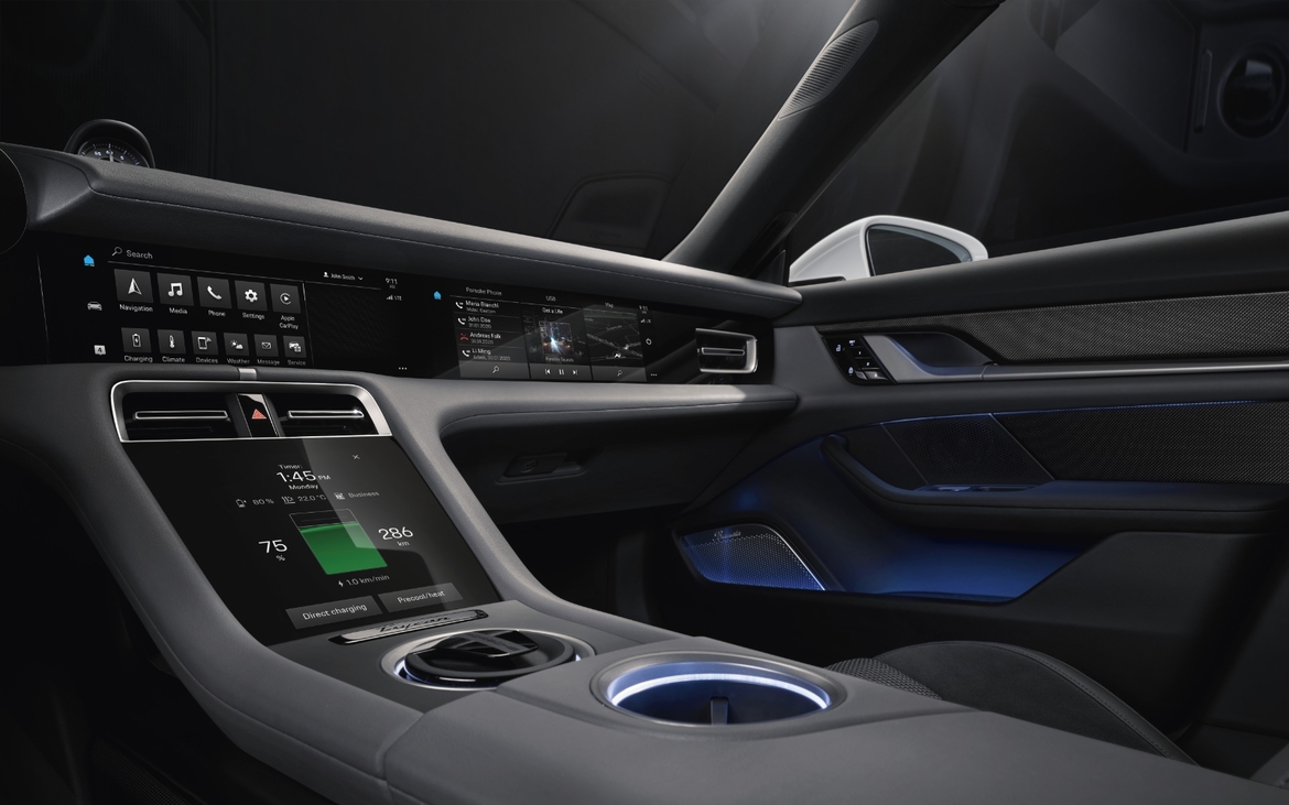 Porsche Teases Taycan EV's Futuristic Interior Fully Decked Out With Multiple Displays