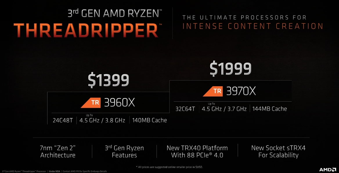 Update: AMD Announces Zen 2-Powered 32-Core Threadripper 3970X, 24-Core Threadripper 3960X