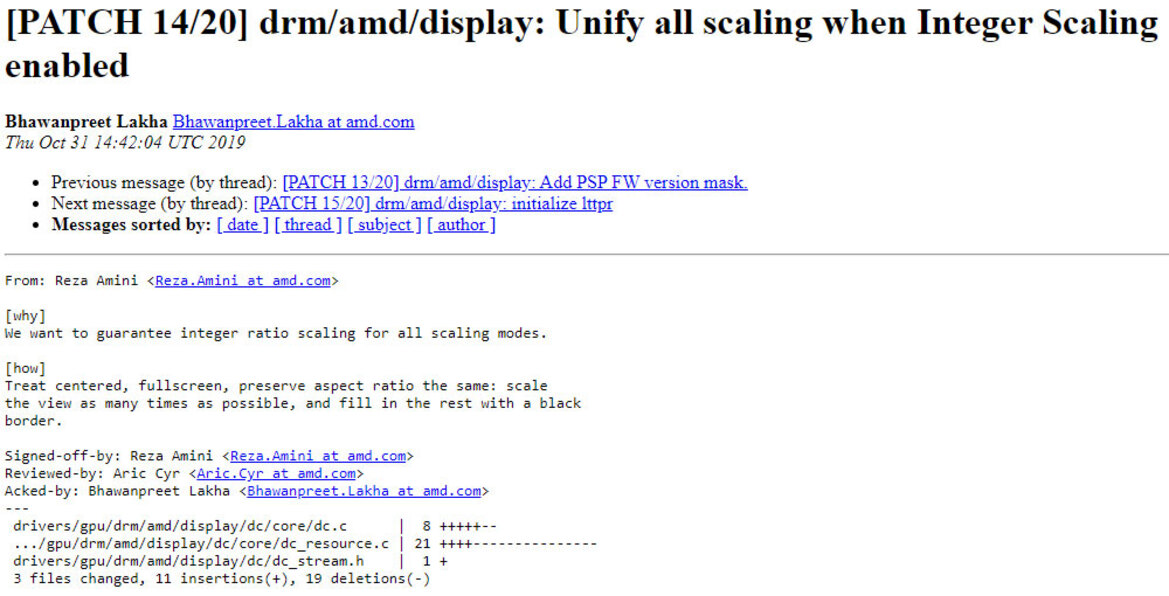 AMD Radeon Linux Driver Hints At Incoming Integer Scaling Feature