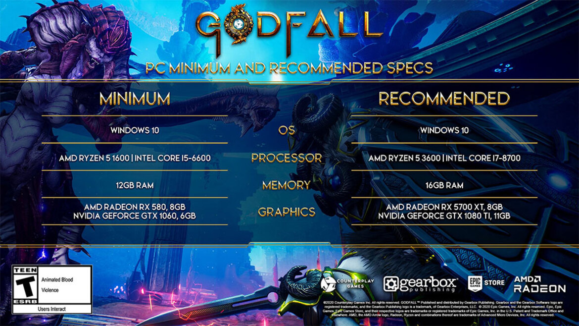 Godfall System Requirements Revealed, 4K UltraHD Textures Demand 12GB VRAM