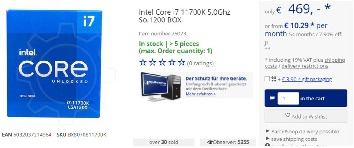 Alleged Intel 11th Gen Rocket Lake-S Pricing Leaks Including $600 Core i9-11900K