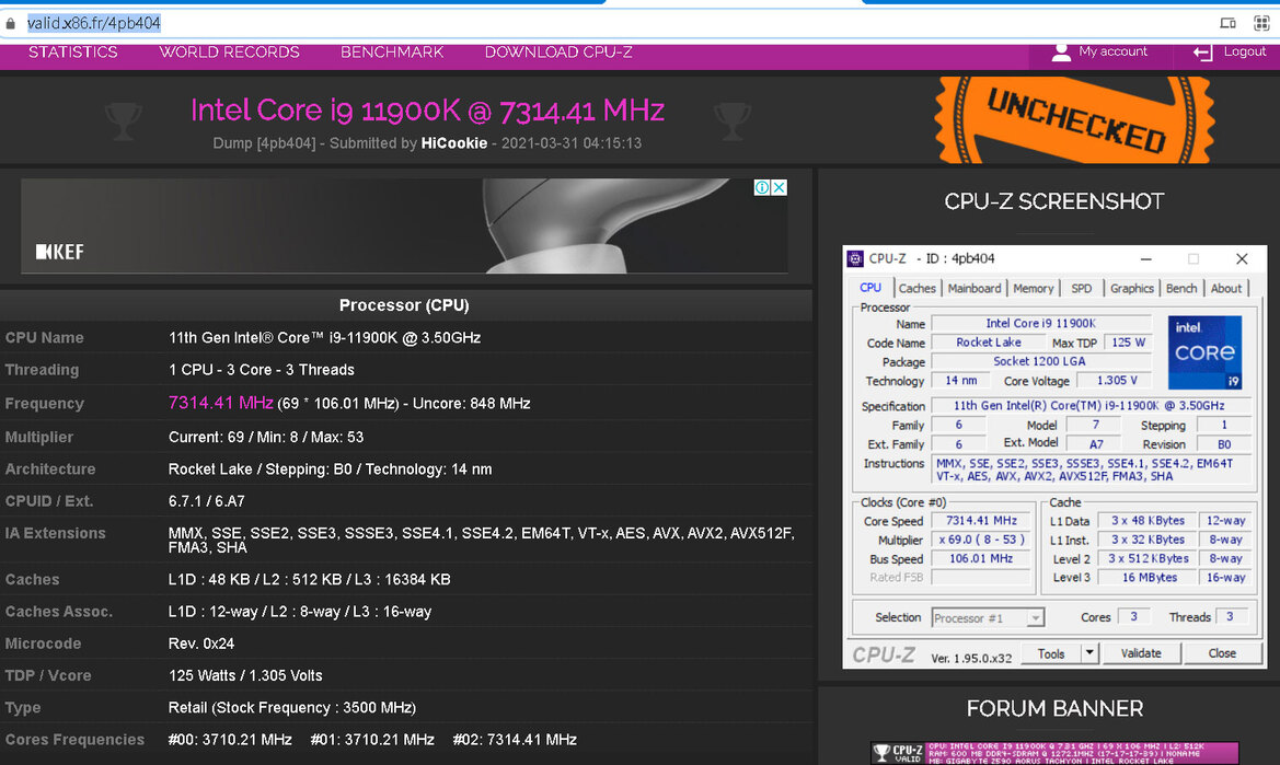 Intel Core i9-11900K Rocket Lake-S CPU Cracks Overclocking World Record At 7.3GHz