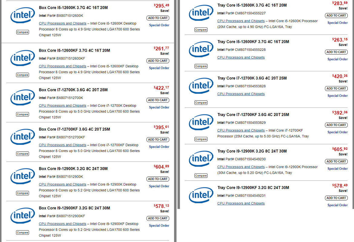 Alleged Intel Alder Lake-S Pricing Leaked By U.S. Retailer Ahead Of October Launch