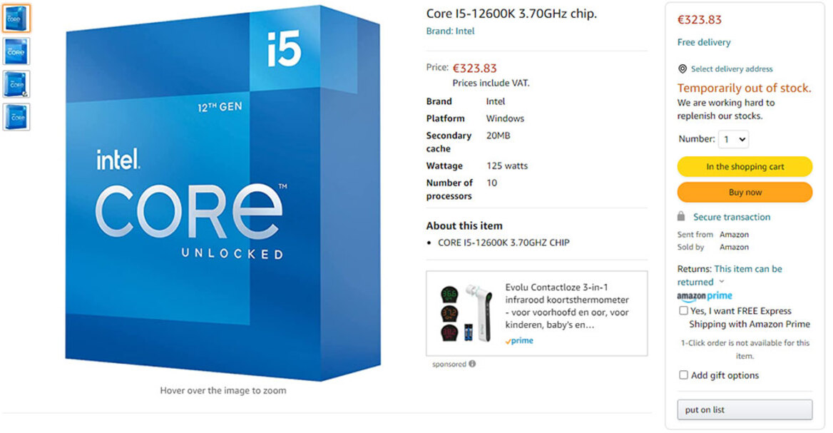 Intel 12th Gen Alder Lake Processors Make Amazon Debut With Head-Turning Prices