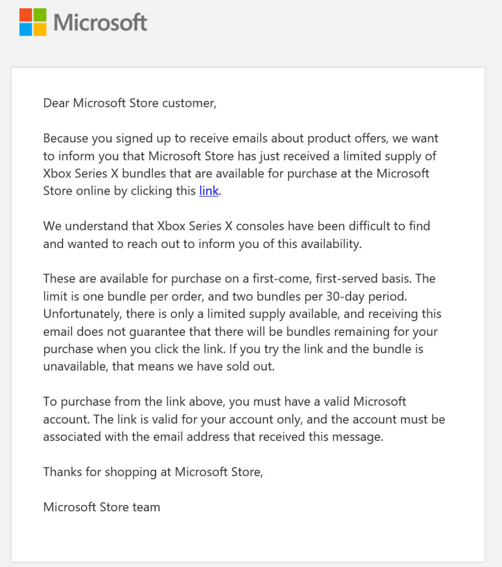 Microsoft Is Emailing Xbox Series X Purchase Invites As Retailer Restocks Dry Up