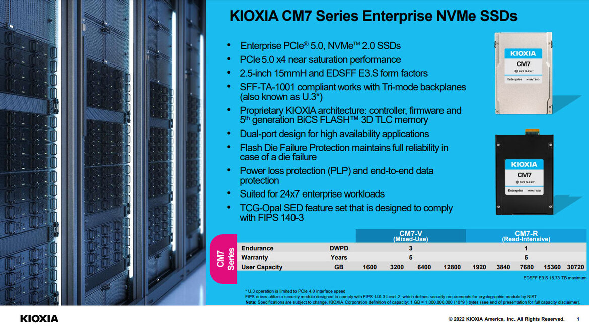 Kioxia's CM7 Series SSDs Rock 14GB/s Over PCIe 5 With Up To A Massive 30TB Of Storage