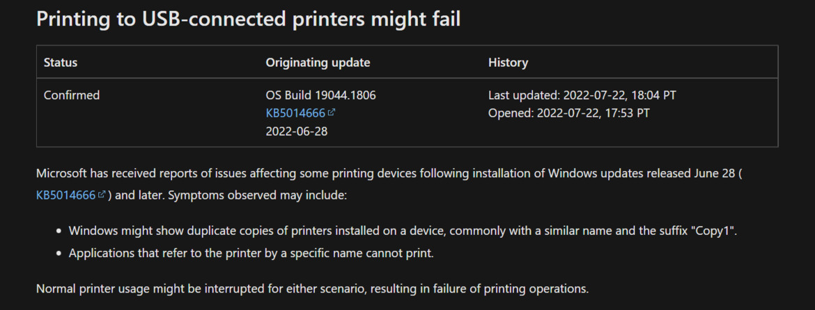Microsoft Confirms A Windows 10 Update Is Breaking USB Printers, Try These Workarounds