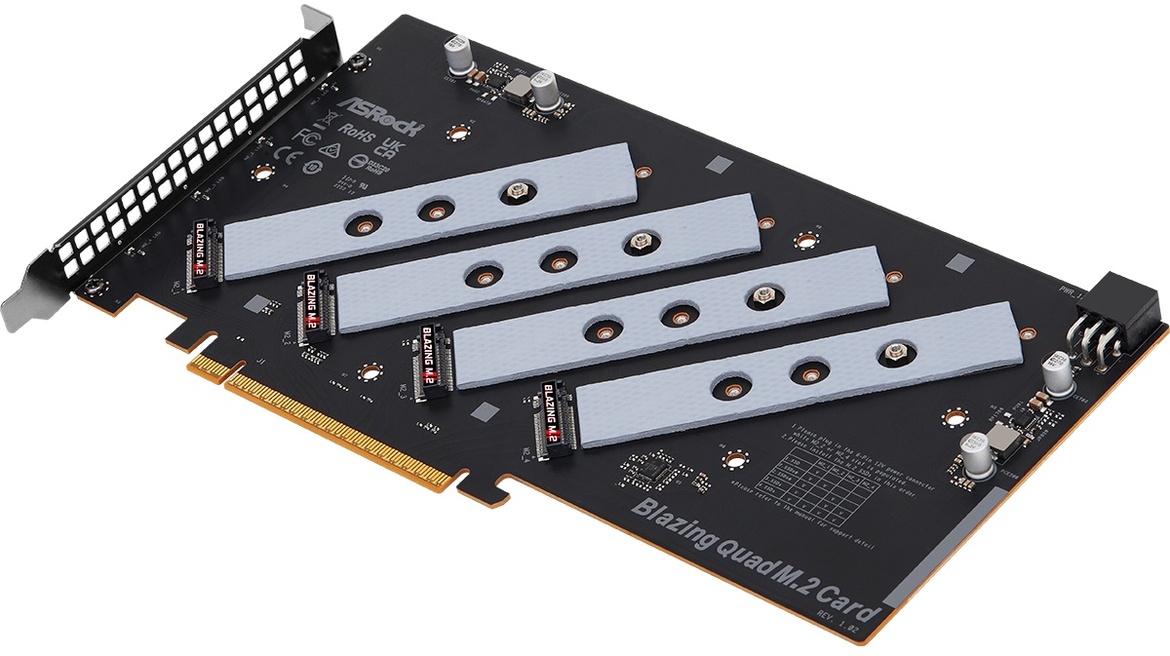 ASRock's Blazing Quad M.2 Card Runs Four PCIe 5.0 SSDs For Supercharged PC Storage