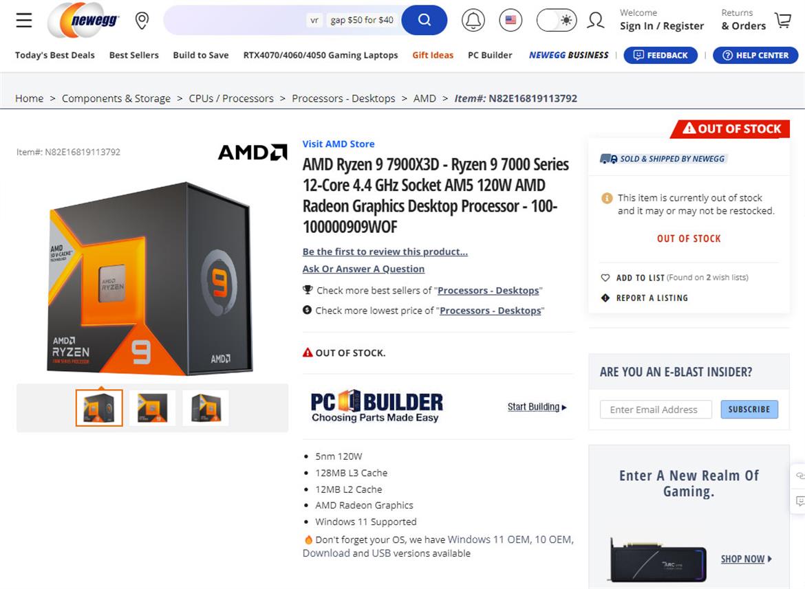 AMD Ryzen 9 7950X3D And 7900X3D V-Cache CPUs Show Up Early At A Major US Retailer