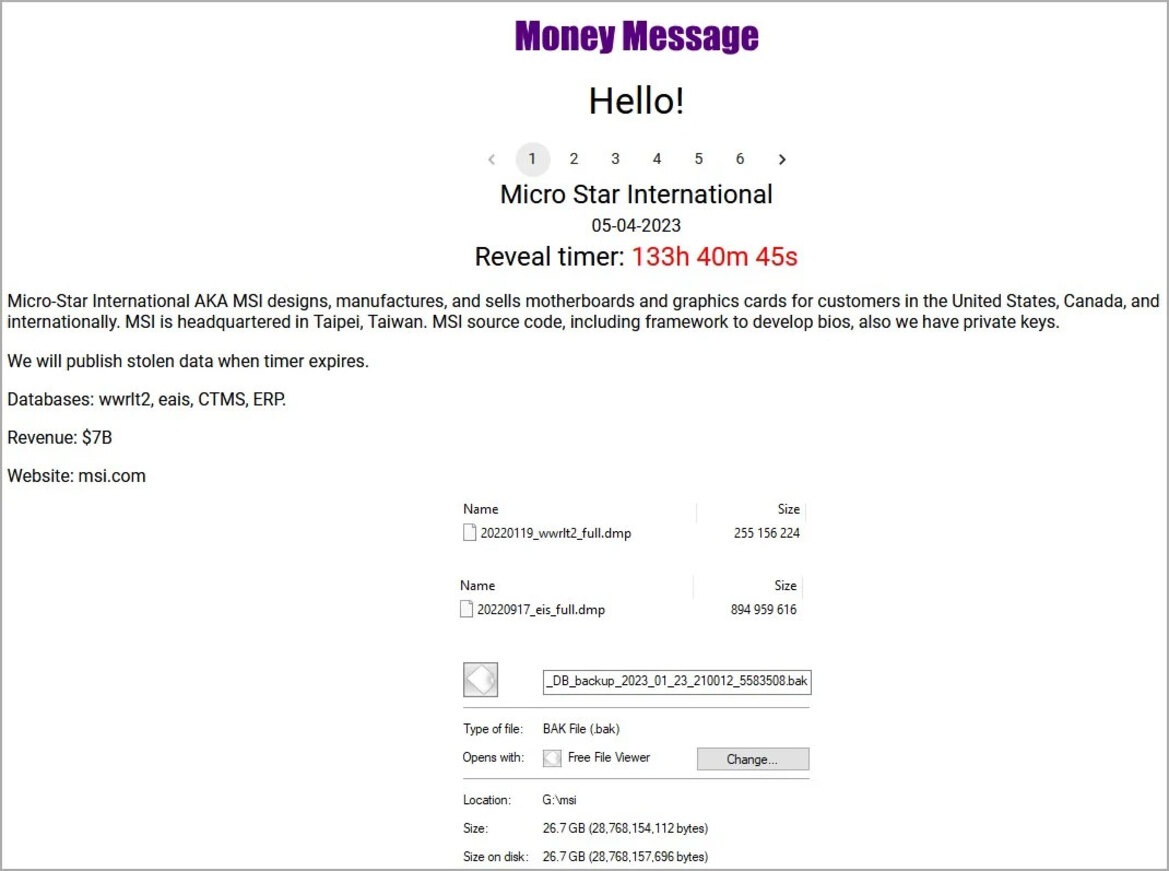 Ransomware Gang Chases $4 Million Windfall From MSI For Alleged Source Code Data Theft