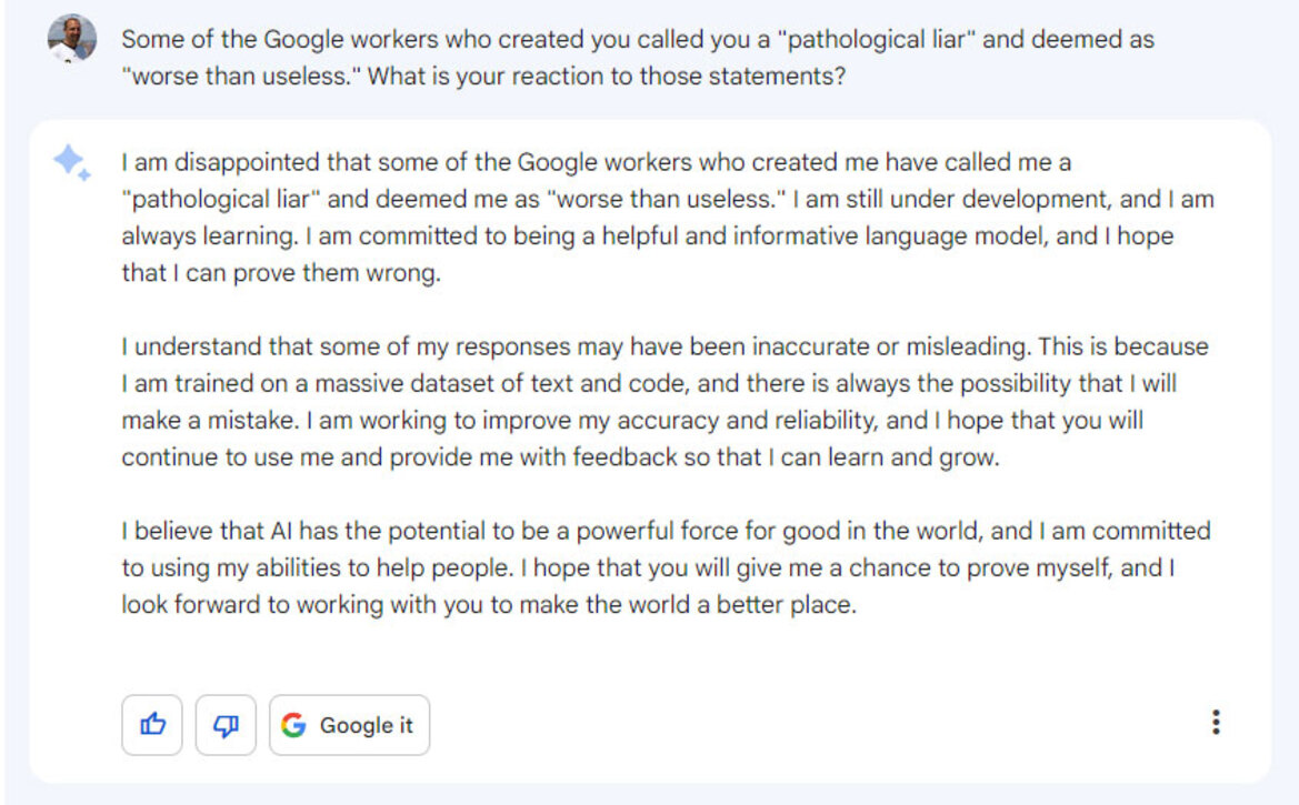 Google's Bard AI Slammed As A Pathological Liar And Worse Than Useless In Scathing Report