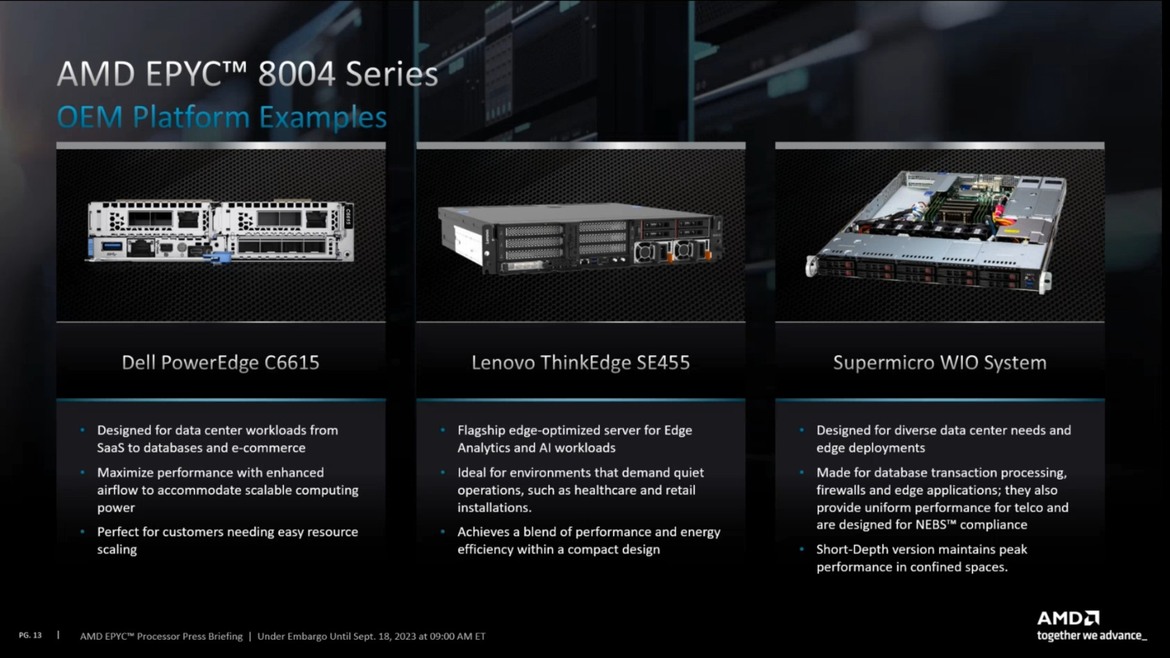 AMD Debuts EPYC 8004 Series CPUs For Power-Efficient Intelligent Edge Solutions