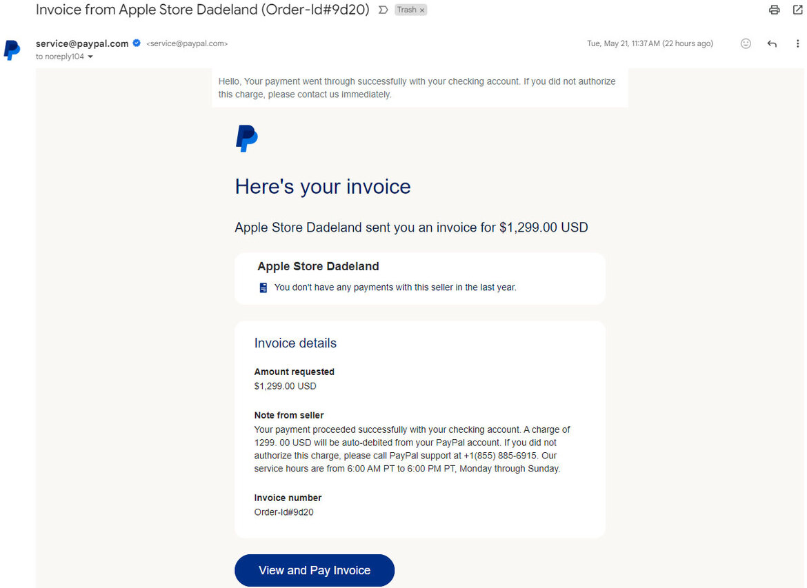 PayPal Invoice Scam Resurfaces With Crooks Using Apple As Bait