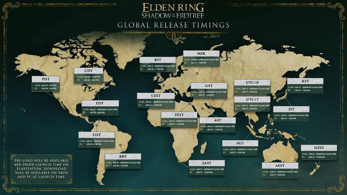 Elden Ring: Shadow Of The Erdtree Release Times Revealed