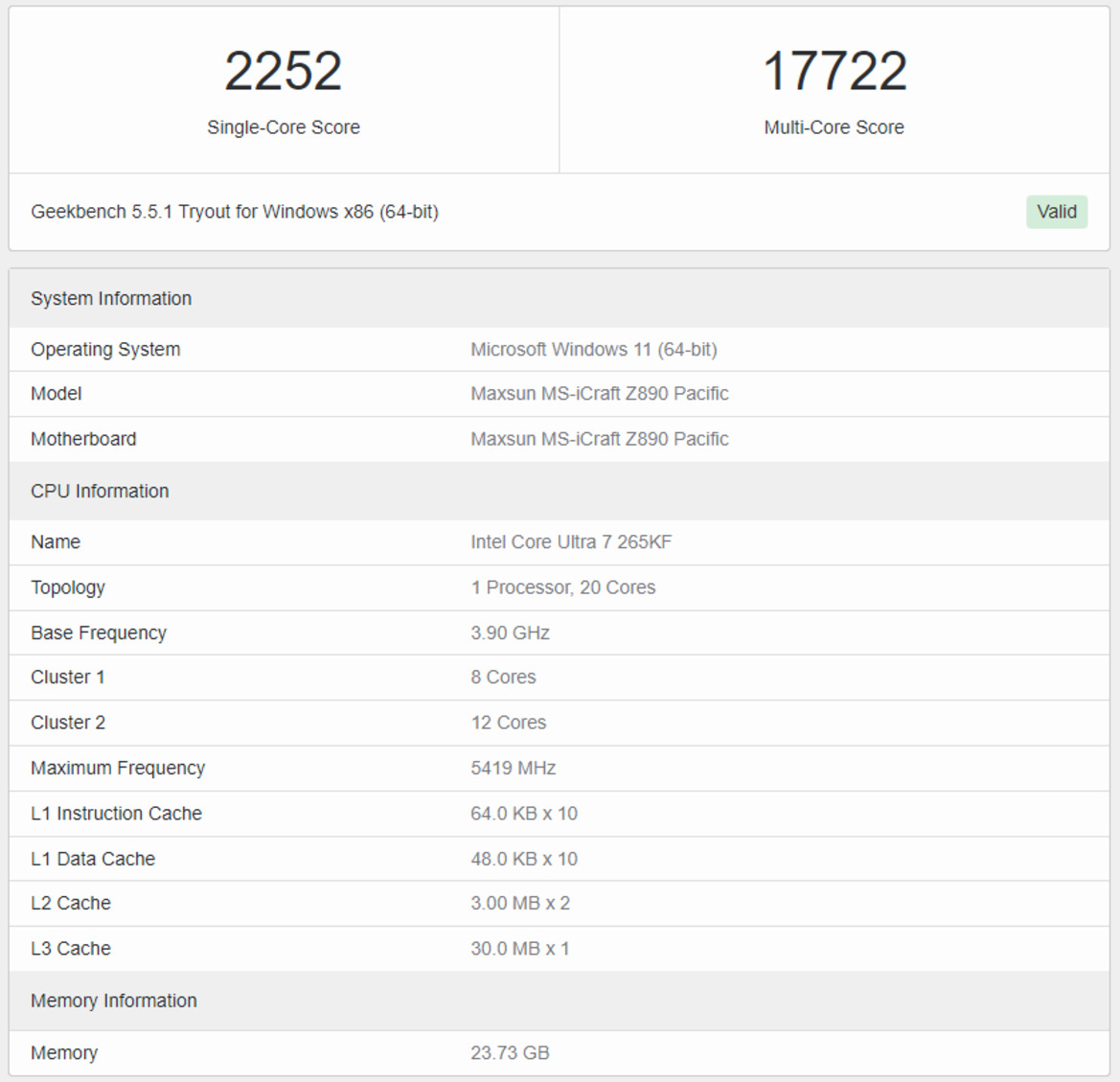 Intel Arrow Lake Core Ultra 7 265KF Breaks Benchmark Cover At 5.4GHz