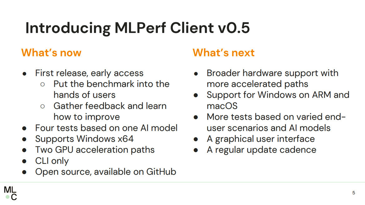 MLCommons Releases Free, Open-Source MLPerf Client 0.5 AI Benchmark