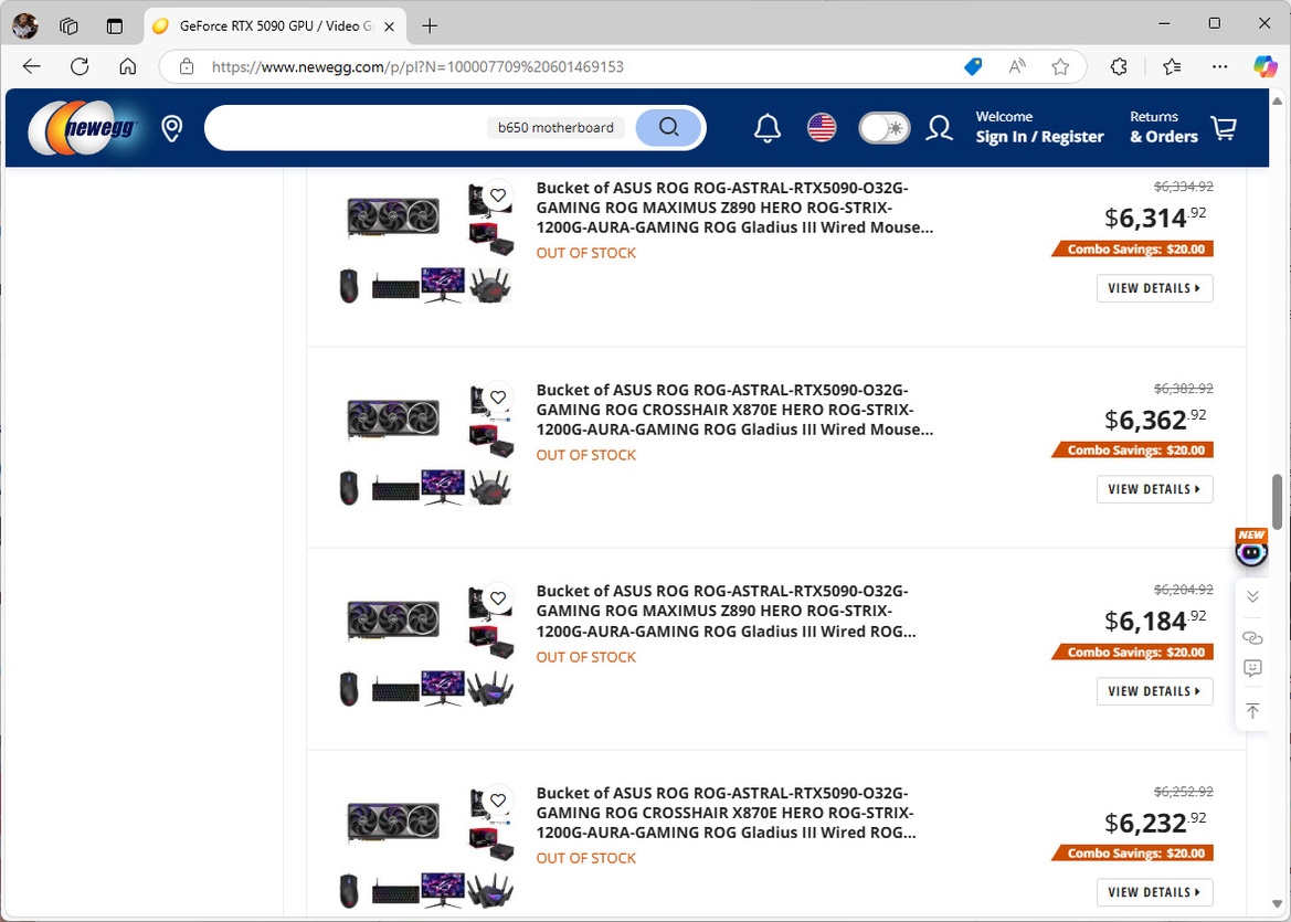Newegg Blames Tariffs For Skyrocking GeForce RTX 5090 And 5080 GPU Prices